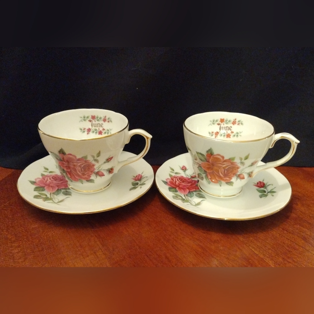 Royal Winchester England Rose Pattern Teacup and Saucer sets